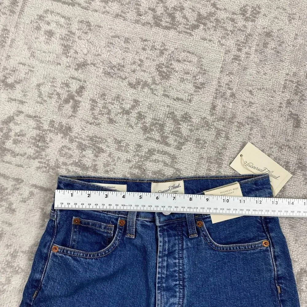 NEW Universal Thread Jeans Highest Rise Straight Blue Denim Jeans Women's Size 2